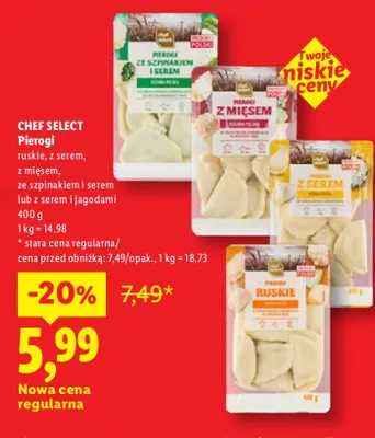 Pierogi z serem Chef Select promocja w Lidl