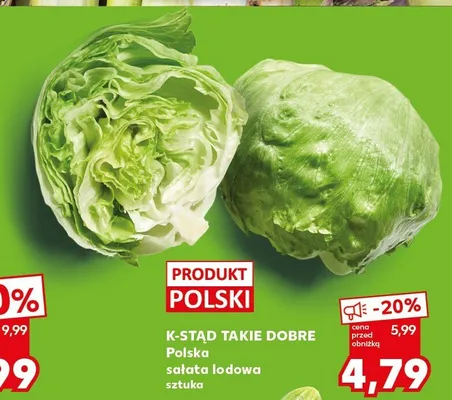 Polska sałata lodowa K-Stąd Takie Dobre promocja w Kaufland