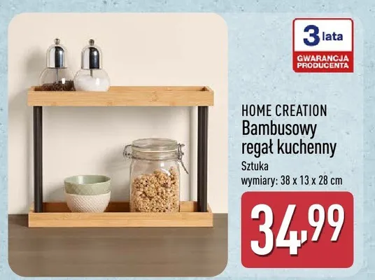 Bambusowy regał kuchenny Home Creation 38x13x28cm promocja w Aldi