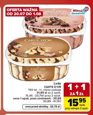 Lody Carte D'Or Chocolate Brownie promocja w Carrefour Market