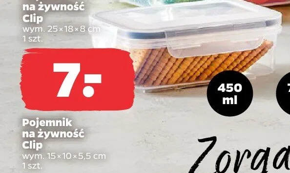 Pojemnik na żywność Clip wym. 15x10x5,5 cm 450 ml ALTOM DESIGN promocja w Netto