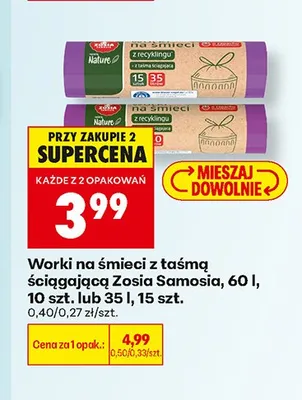 Worki na śmieci z taśmą ściągającą Zosia Samosia 35 l promocja w Biedronka