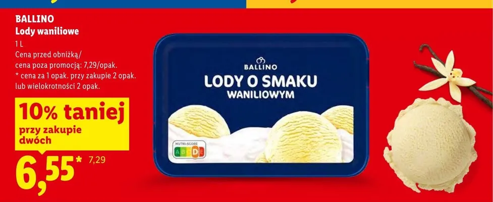 Lody waniliowe Ballino promocja w Lidl