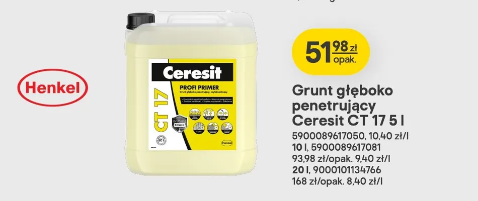 Grunt głęboko penetrujący Ceresit Ct 17 20 l promocja w Castorama