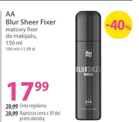 Blur Sheer Fixer matowy fixer do makijażu promocja w Hebe