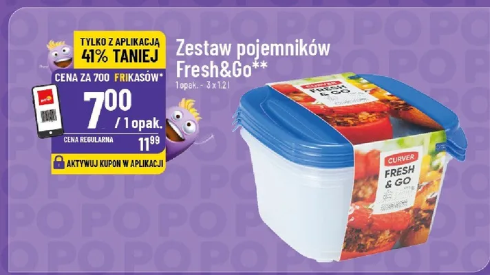 Zestaw pojemników Fresh&Go Curver 3x1,2l promocja w POLOmarket
