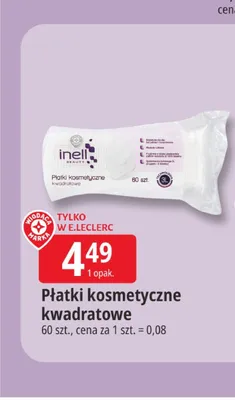 Płatki kosmetyczne kwadratowe Inell promocja w Leclerc