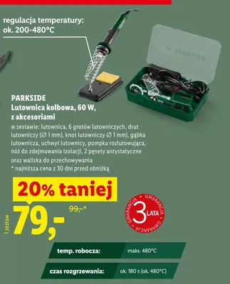 Lutownica kolbowa PARKSIDE 60W z akcesoriami promocja w Lidl