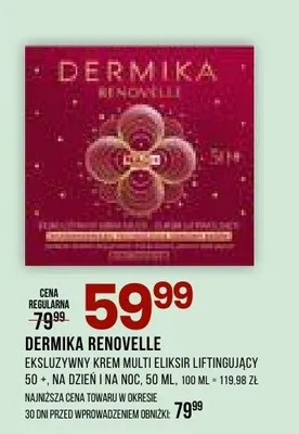 Ekskluzywny krem multi eliksir liftingujący 50+ na dzień i na noc Dermika Renovelle promocja w Drogerie Natura
