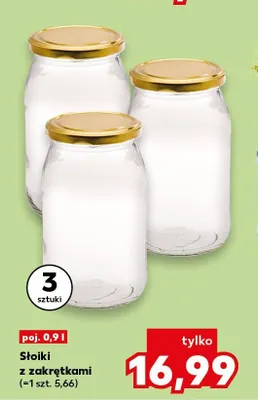 Słoiki z zakrętkami 3-pak 0,9 l promocja w Kaufland