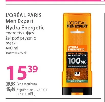Żel pod prysznic męski L'Oréal Paris Men Expert Hydra Energetyczny promocja w Hebe