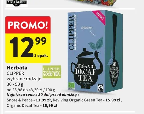 Herbata Clipper Organic Decaf Tea promocja w Intermarche