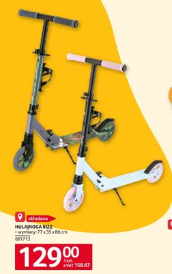 Hulajnoga składana RIZZ wymiary: 77x35x86cm promocja w Selgros