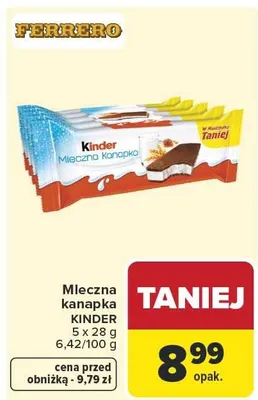 Mleczna kanapka Kinder promocja w Carrefour Market