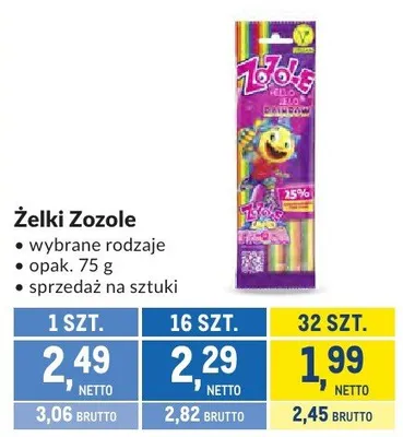 Żelki Zozole różne rodzaje promocja w Makro