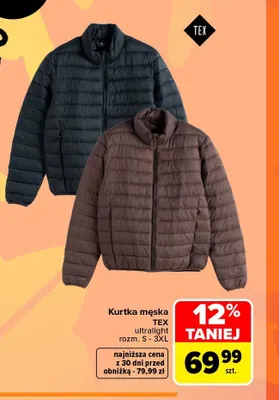 Kurtka męska TEX ultralight promocja w Carrefour