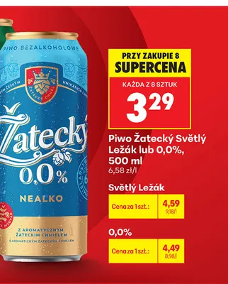 Piwo bezalkoholowe Žatecký promocja w Biedronka