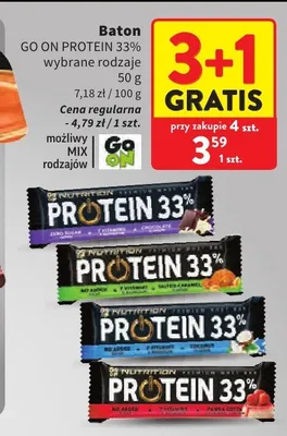 Baton proteinowy Go On Protein 33% o smaku słonego karmelu promocja w Intermarche
