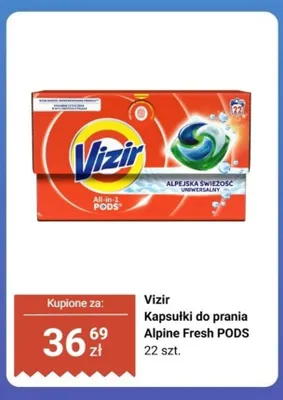 Kapsułki do prania Vizir Alpine Fresh PODS promocja w Biedronka