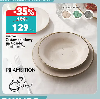 Zestaw obiadowy na 4 osoby 12 elementów Ambition promocja w Biedronka