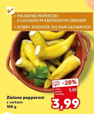 Zielone pepperoni z serkiem promocja w Kaufland