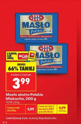 Masło ekstra Polskie Mlekovita promocja w Biedronka