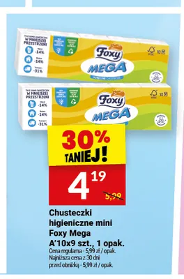 Chusteczki higieniczne mini Foxy Mega 10-pak promocja w Twój Market