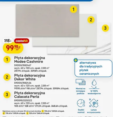 Płyta dekoracyjna ścienna Dekor White promocja w Castorama