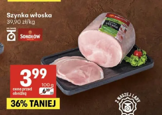Szynka włoska Sokołów promocja w Delikatesy Centrum