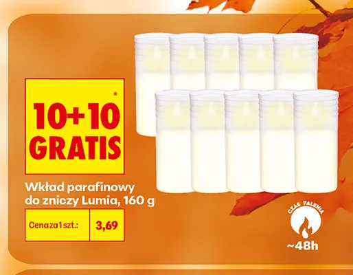 Wkład parafinowy do zniczy Lumia promocja w Biedronka