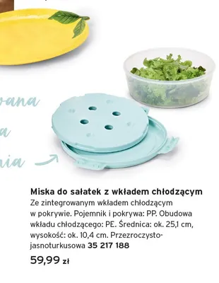 Miska do sałatek z wkładem chłodzącym promocja w Tchibo