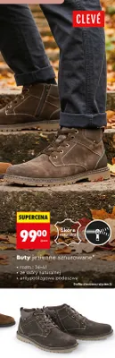 Buty jesienne sznurowane ze skóry naturalnej Clevé promocja w Biedronka