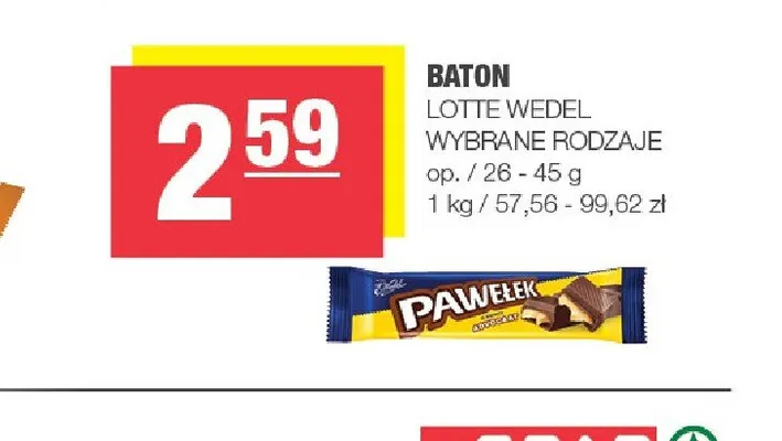 Baton Pawełek Lotte Wedel promocja w SPAR