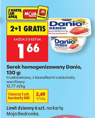 Serek homogenizowany Danio waniliowy 2+1 GRATIS promocja w Biedronka