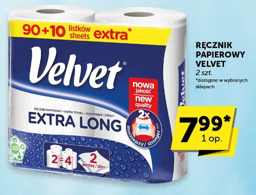 Ręcznik papierowy Velvet Extra Long promocja w Groszek