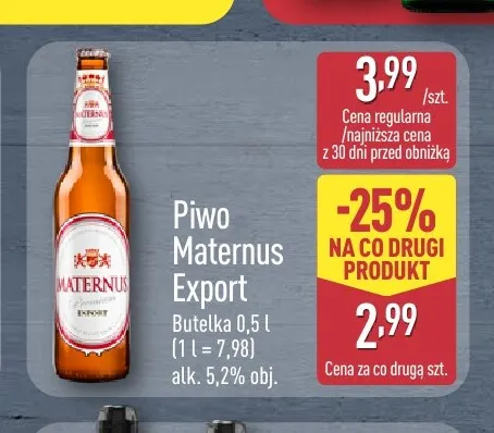 Piwo Maternus Export promocja w Aldi