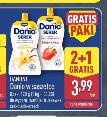 Serek Danio w saszetce czekolada-orzech Danone promocja w Aldi