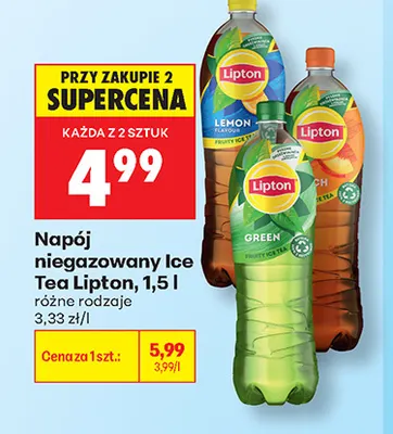 Napój niegazowany Ice Tea Lipton Peach promocja w Biedronka