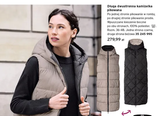 Długa dwustronna kamizelka pikowana promocja w Tchibo