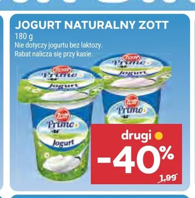 Jogurt naturalny Zott promocja w Stokrotka