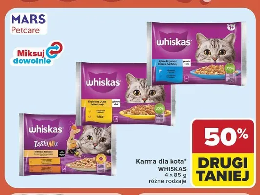 Karma dla kota Whiskas Tasty Mix 4-pak 85g promocja w Carrefour