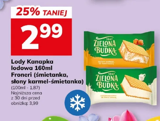 Lody Kanapka lodowa Froneri (śmietanka, słony karmel-śmietanka) promocja w Hitpol