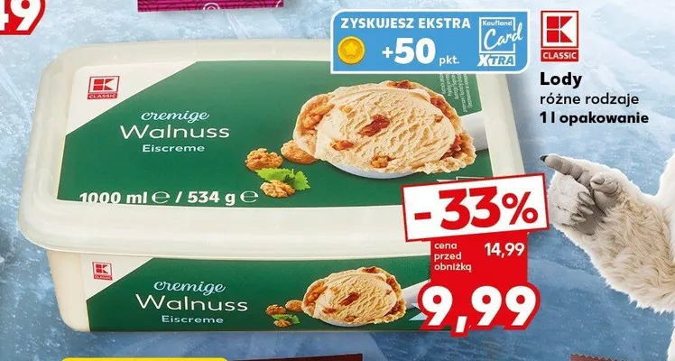Lody cremige Walnuss K-Classic promocja w Kaufland