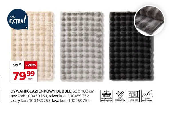 Dywanik łazienkowy Bubble 60x100 cm promocja w Komfort