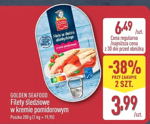 Filety śledziowe w kremie pomidorowym Golden Seafood promocja w Aldi