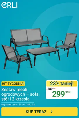 Zestaw mebli ogrodowych sofa stół i 2 krzesła Erli promocja w ERLI