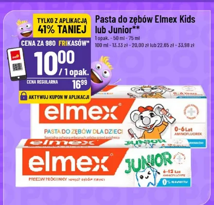 Pasta do zębów Elmex Kids lub Junior promocja w POLOmarket