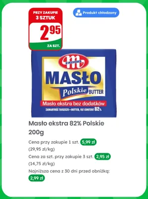 Masło ekstra 82% Polskie Mlekovita promocja w Dino