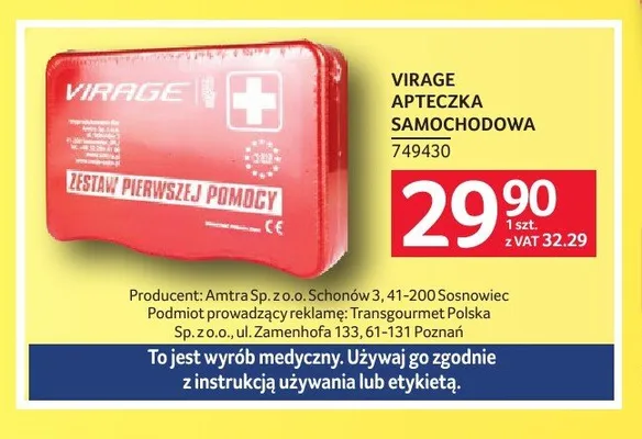 Apteczka samochodowa VIRAGE promocja w Selgros