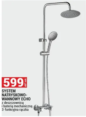 System natryskowo-wannowy Echo z deszczownicą i baterią mechaniczną, 3-funkcyjna rączka promocja w Merkury Market
